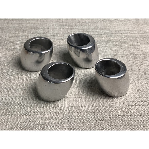 Nambe Other - Vintage Nambe Napkin Rings #6095 Tilt Brutalist/MCM Aesthetic 1995  (Set of 4)